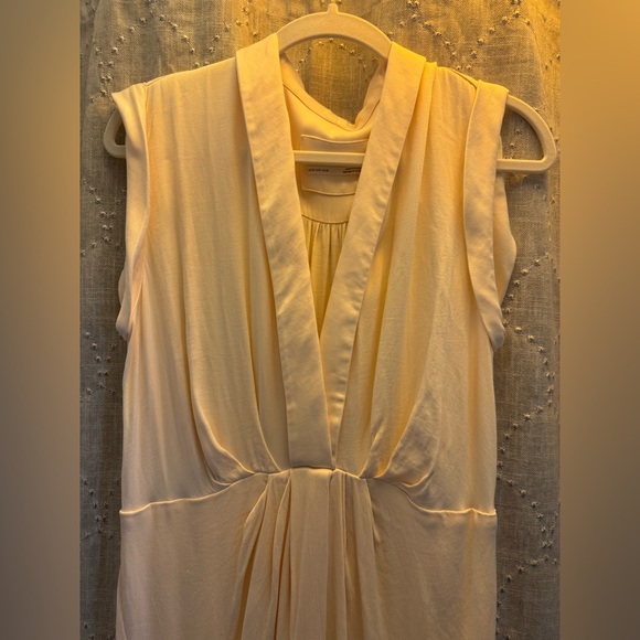 Anthropologie Sleeveless V-Neck Twist Front Ivory Satin Dress• 8 - Picture 10 of 15